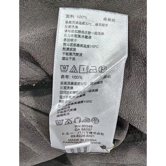 Tommy Bahama 100% Silk Button Up Shirt Blouse Top Dark Green Summer WOMENS SZ L - Picture 6 of 10